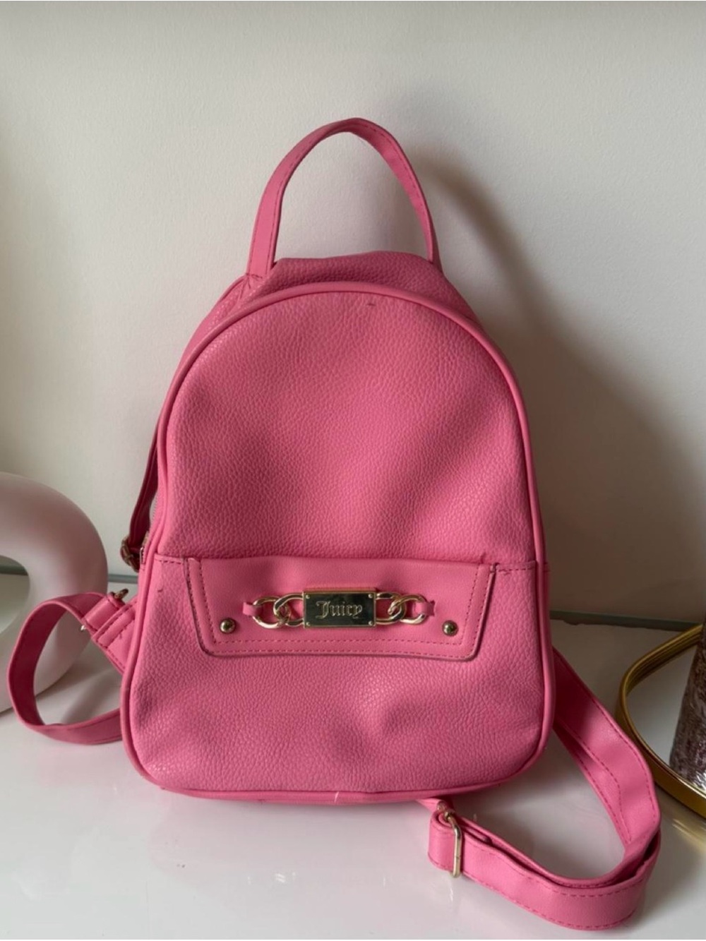 Juicy Couture Hot Pink Mini Backpack with Gold Hardware